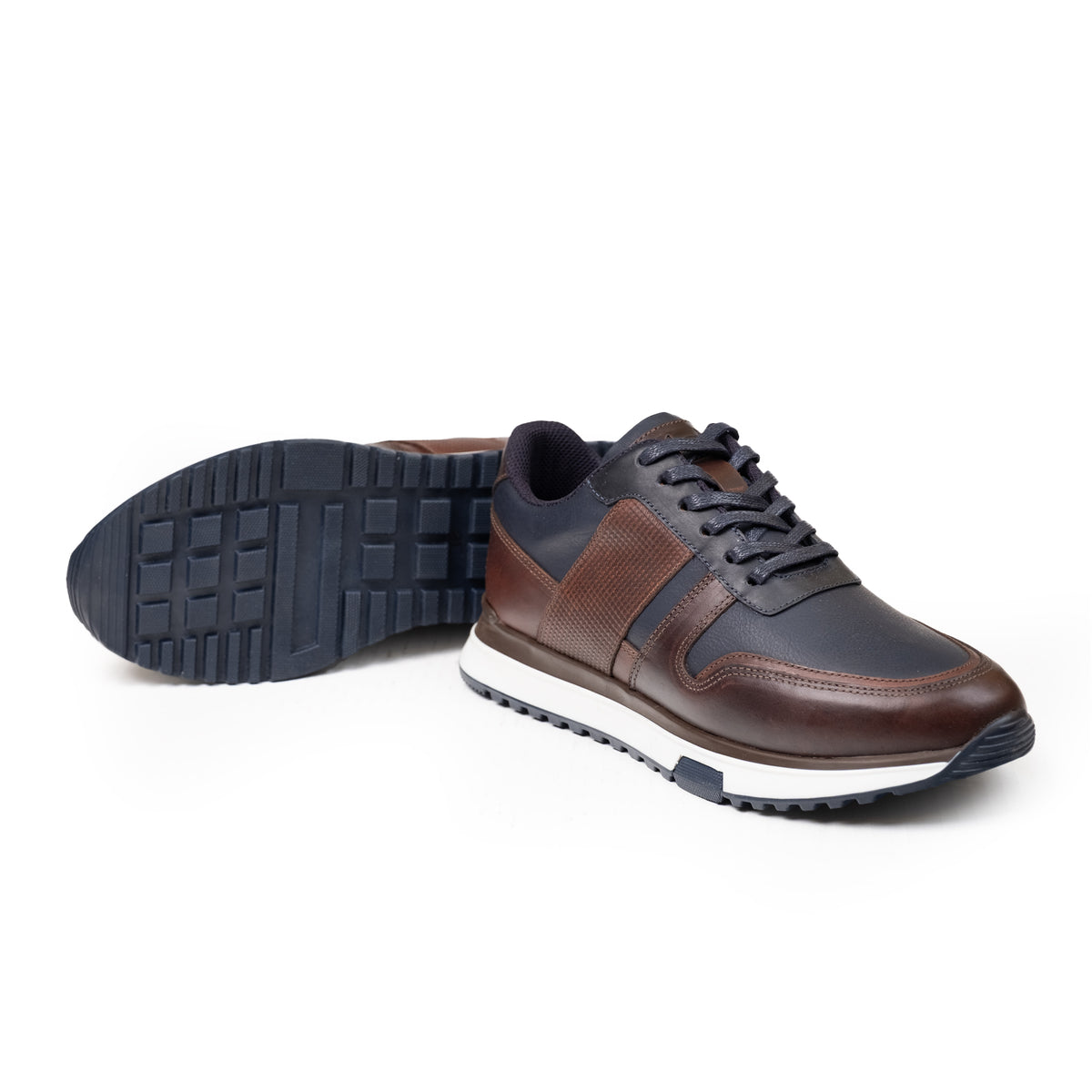DENVER AZUL CAFE | Sneakers en cuero