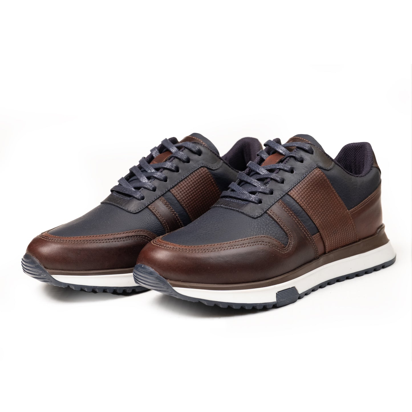 DENVER AZUL CAFE | Sneakers en cuero