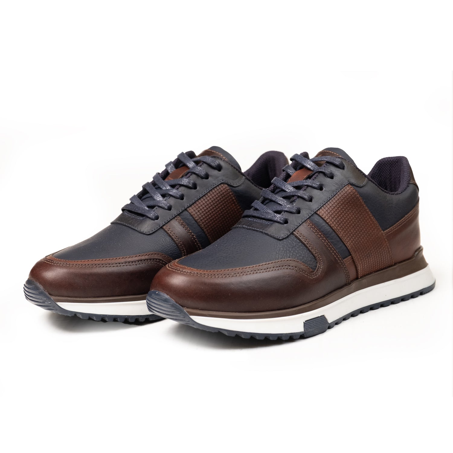 DENVER AZUL CAFE | Sneakers en cuero