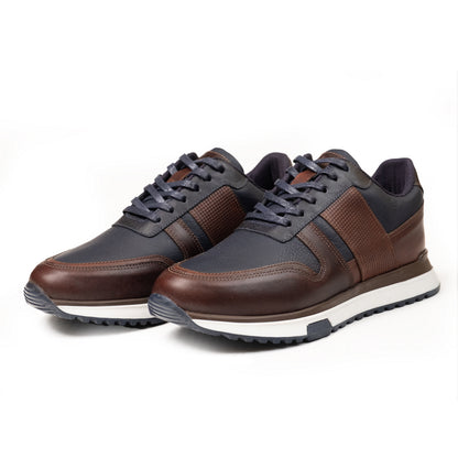 DENVER AZUL CAFE | Sneakers en cuero