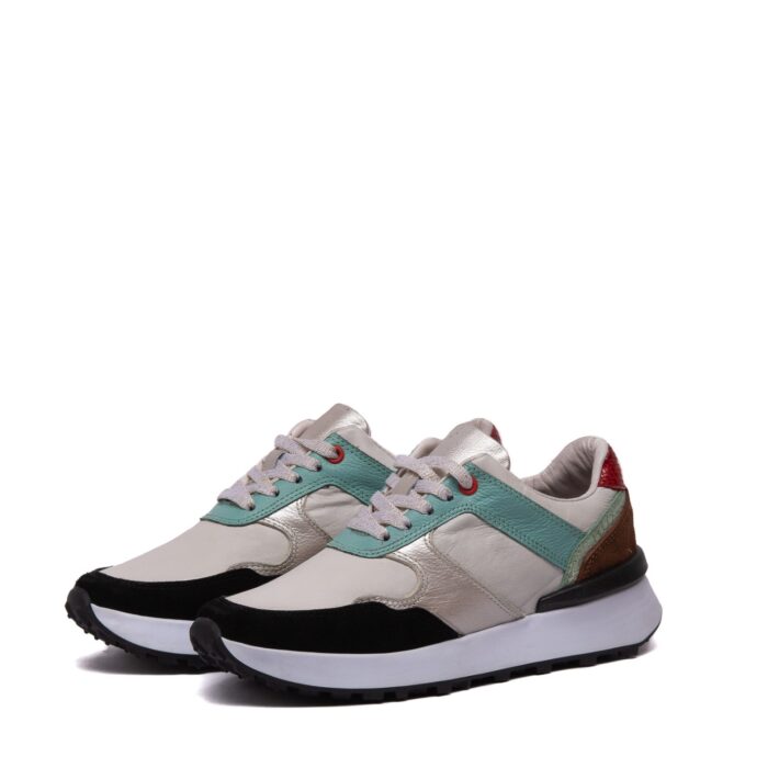 TENIS LOLA BEIGE-NEGRO-VERDE